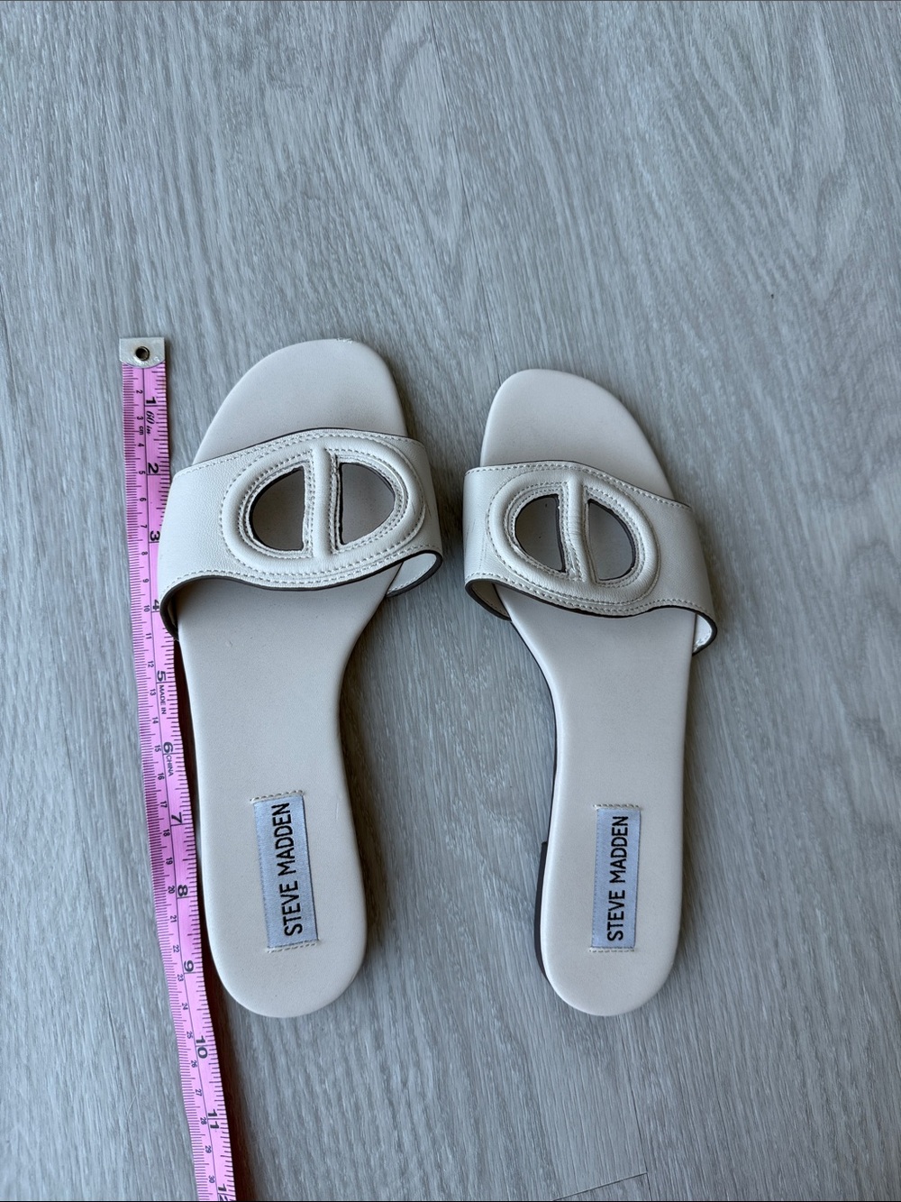 Steve Madden Ivory Logo Slide Sandals